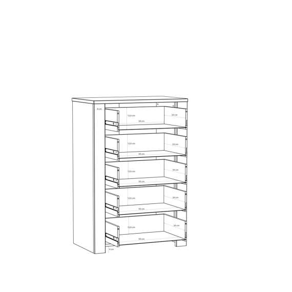 Skjenk Chisbury 72x106 cm - eik cabezone - eik riviera - 5 skuffer