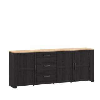 Skjenk Chisbury 221x87 cm - eik cabezone - eik riviera - 3 dører - 3 skuffer