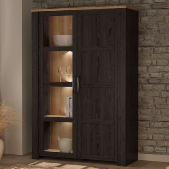 Vitrineskap Chisbury 106x161 cm - eik cabezone - eik riviera - 2 dører