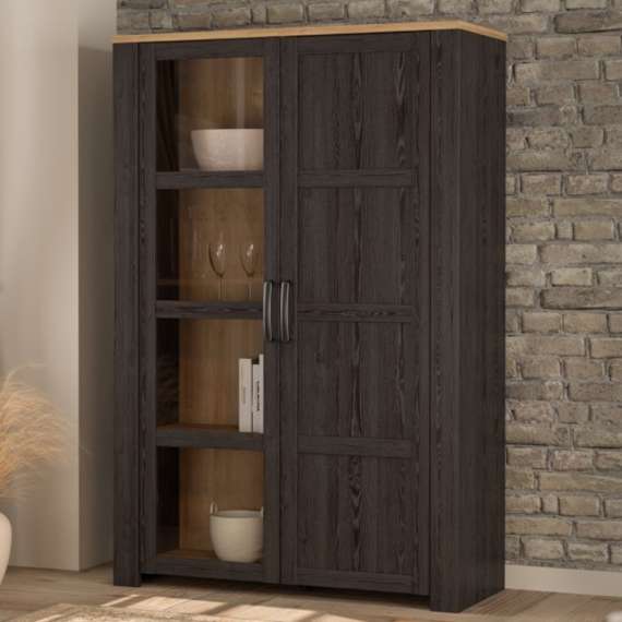 Vitrineskap Chisbury 106x161 cm - eik cabezone - eik riviera - 2 dører