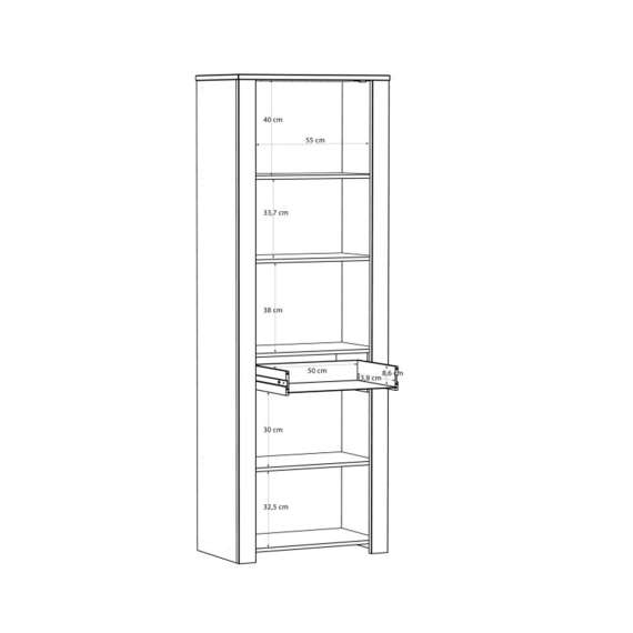 Vitrineskap Chisbury 72x205 cm - eik cabezone - eik riviera - 2 dører - 1 skuff