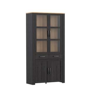 Vitrineskap Chisbury 106x205 cm - eik cabezone - eik riviera - 4 dører - 2 skuffer