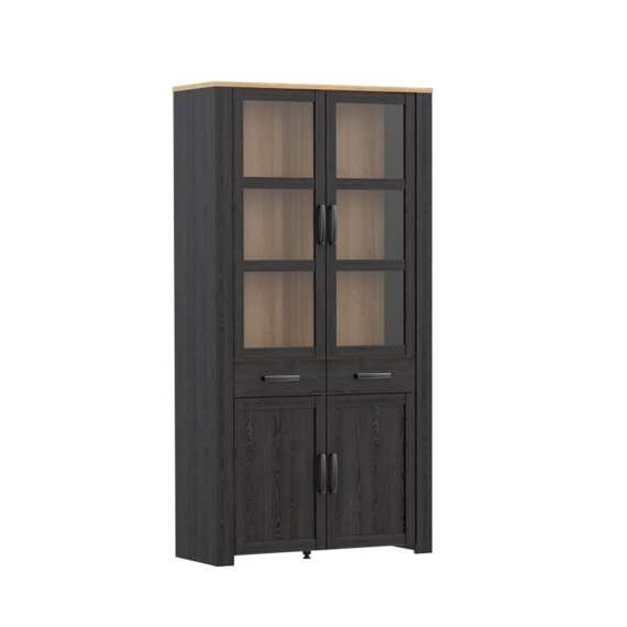 Vitrineskap Chisbury 106x205 cm - eik cabezone - eik riviera - 4 dører - 2 skuffer