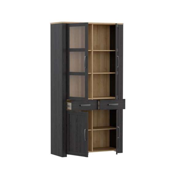 Vitrineskap Chisbury 106x205 cm - eik cabezone - eik riviera - 4 dører - 2 skuffer