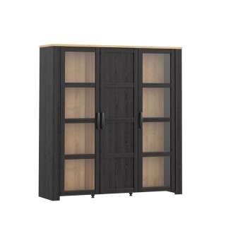 Vitrineskap Chisbury 151x161 cm - eik cabezone - eik riviera - 3 dører