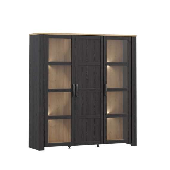 Vitrineskap Chisbury 151x161 cm - eik cabezone - eik riviera - 3 dører