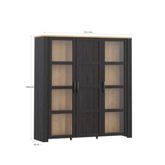 Vitrineskap Chisbury 151x161 cm - eik cabezone - eik riviera - 3 dører