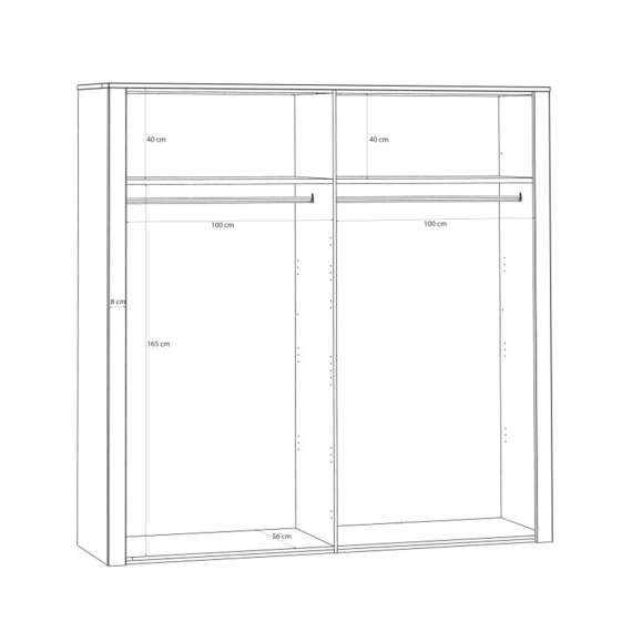 Garderobeskap Chisbury 216x214 cm - eik cabezone - eik riviera - 4 dører