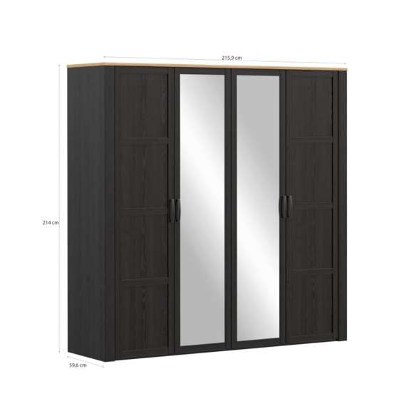 Garderobeskap Chisbury 216x214 cm - eik cabezone - eik riviera - 4 dører