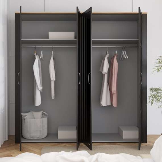 Garderobeskap Chisbury 216x214 cm - eik cabezone - eik riviera - 4 dører