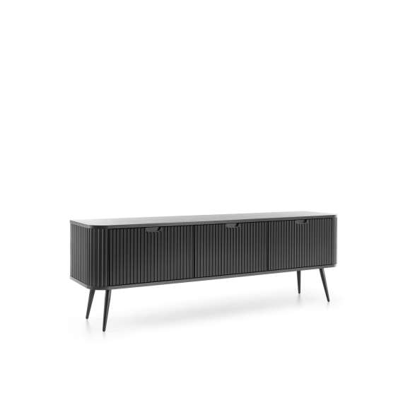 Tv-benk Zova 168x57 cm - 3 dører - sort - metall ben