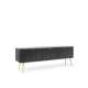 Tv-benk Zova 168x57 cm - 3 dører - sort - metall ben