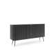 Skjenk Zova 168x87 cm - 2 dører - 3 skuffer - sort - metall ben