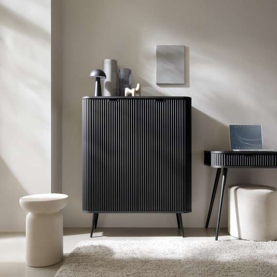 Skap Zova 103x129 cm - 2 dører - sort - metall ben