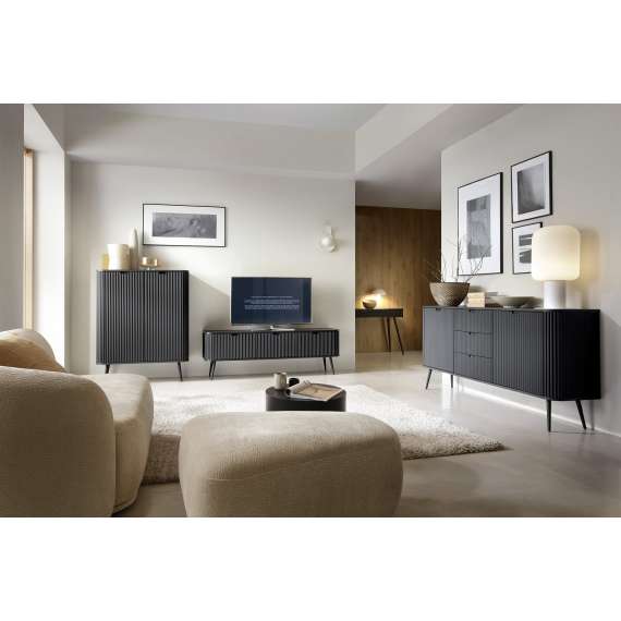 Skap Zova 103x129 cm - 2 dører - sort - metall ben