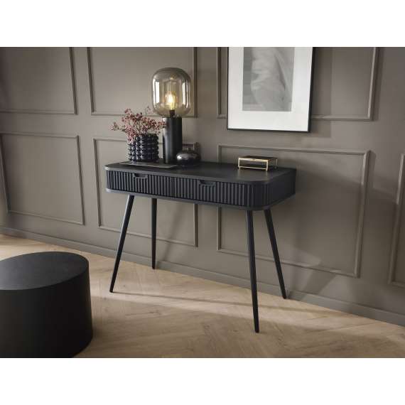 Sminkebord Zova 103x49 cm - 2 skuffer - sort - metall ben