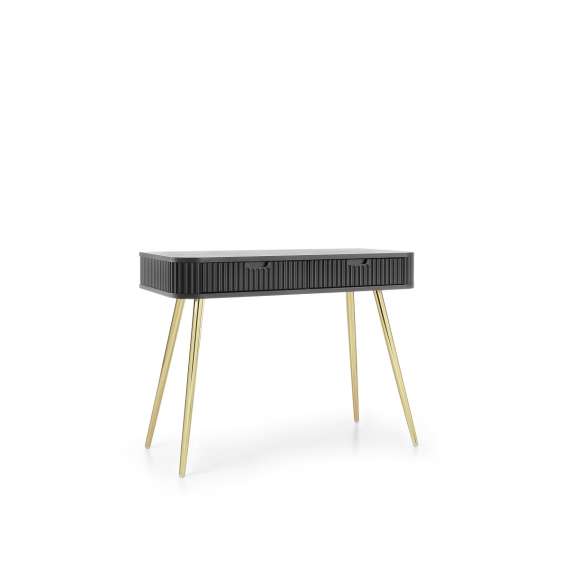 Sminkebord Zova 103x49 cm - 2 skuffer - sort - metall ben