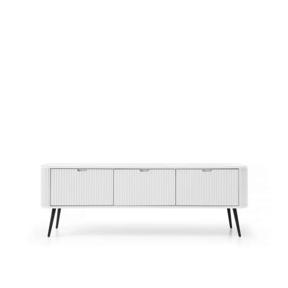 Tv-benk Zova 168x57 cm - 3 dører - hvit - metall ben