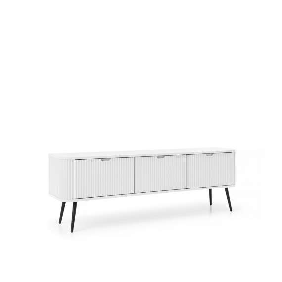 Tv-benk Zova 168x57 cm - 3 dører - hvit - metall ben