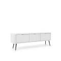 Tv-benk Zova 168x57 cm - 3 dører - hvit - metall ben