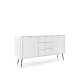 Skjenk Zova 168x87 cm - 2 dører - 3 skuffer - hvit - metall ben