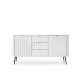 Skjenk Zova 168x87 cm - 2 dører - 3 skuffer - hvit - metall ben
