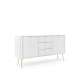 Skjenk Zova 168x87 cm - 2 dører - 3 skuffer - hvit - metall ben
