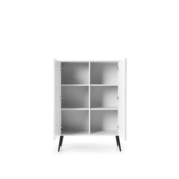 Skap Zova 103x129 cm - 2 dører - hvit - metall ben