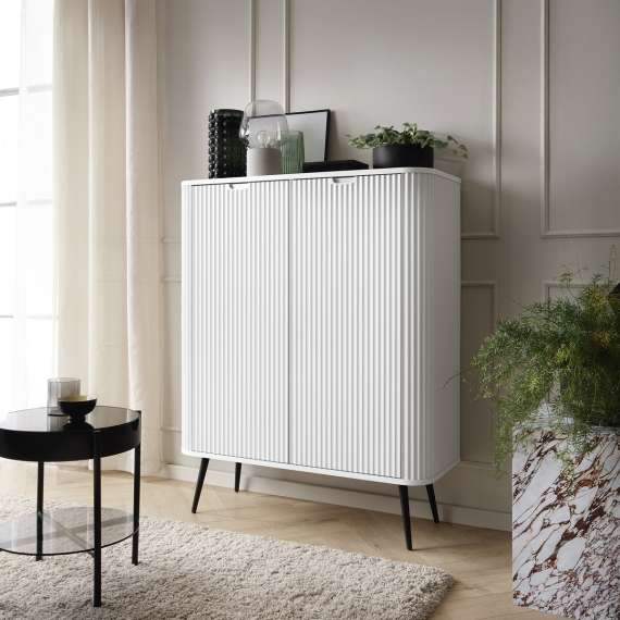 Skap Zova 103x129 cm - 2 dører - hvit - metall ben