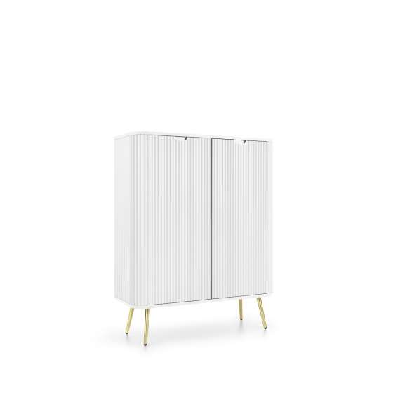 Skap Zova 103x129 cm - 2 dører - hvit - metall ben