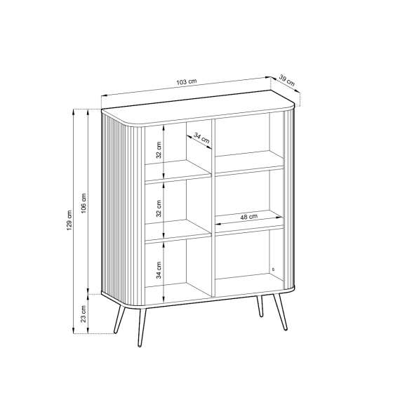 Skap Zova 103x129 cm - 2 dører - hvit - metall ben