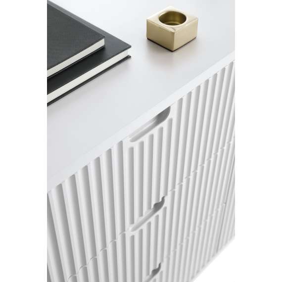 Tv-benk Zova 168x57 cm - 3 dører - hvit - metall ben