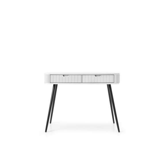 Sminkebord Zova 103x49 cm - 2 skuffer - hvit - metall ben