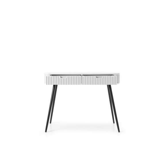 Sminkebord Zova 103x49 cm - 2 skuffer - hvit - metall ben