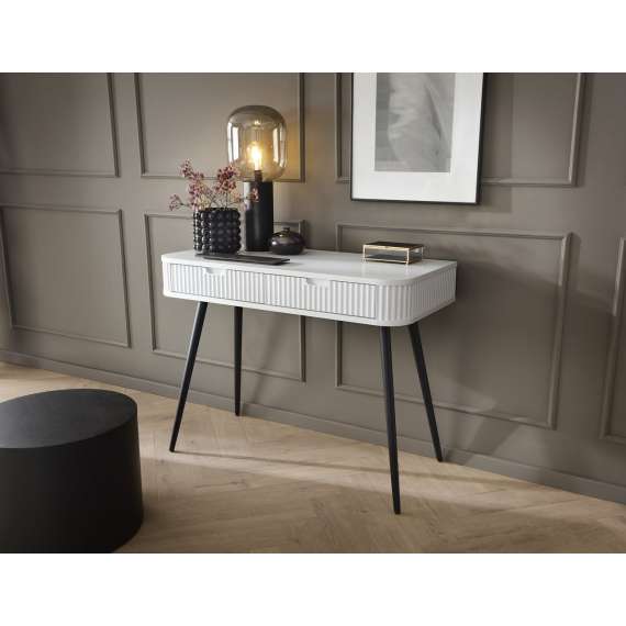 Sminkebord Zova 103x49 cm - 2 skuffer - hvit - metall ben