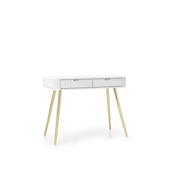 Sminkebord Zova 103x49 cm - 2 skuffer - hvit - metall ben