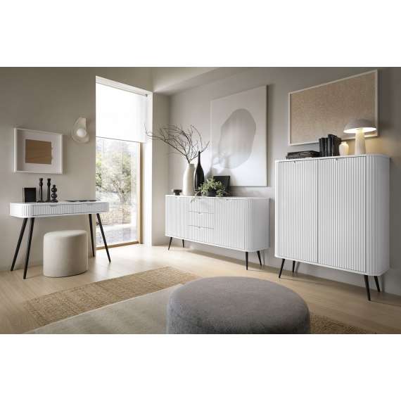 Sminkebord Zova 103x49 cm - 2 skuffer - hvit - metall ben