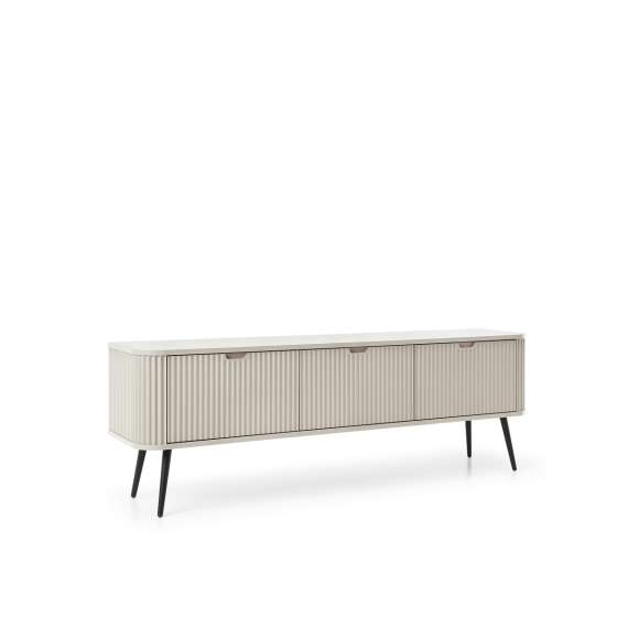 Tv-benk Zova 168x57 cm - 3 dører - cashmere - metall ben