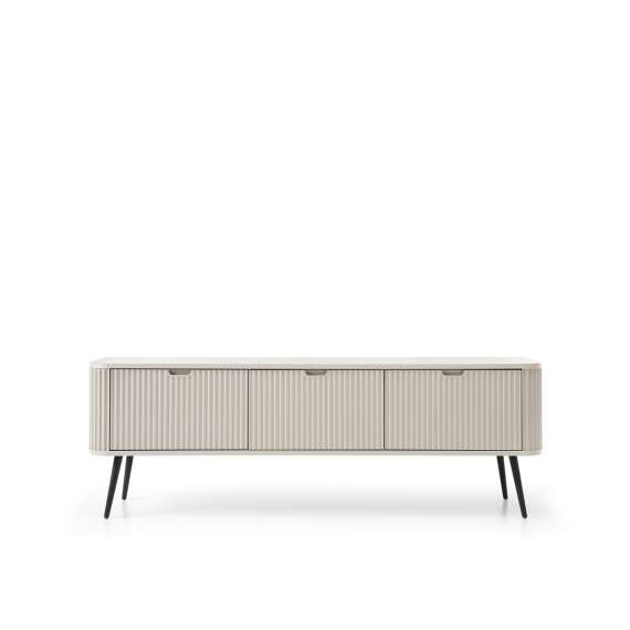 Tv-benk Zova 168x57 cm - 3 dører - cashmere - metall ben