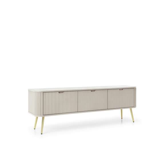Tv-benk Zova 168x57 cm - 3 dører - cashmere - metall ben