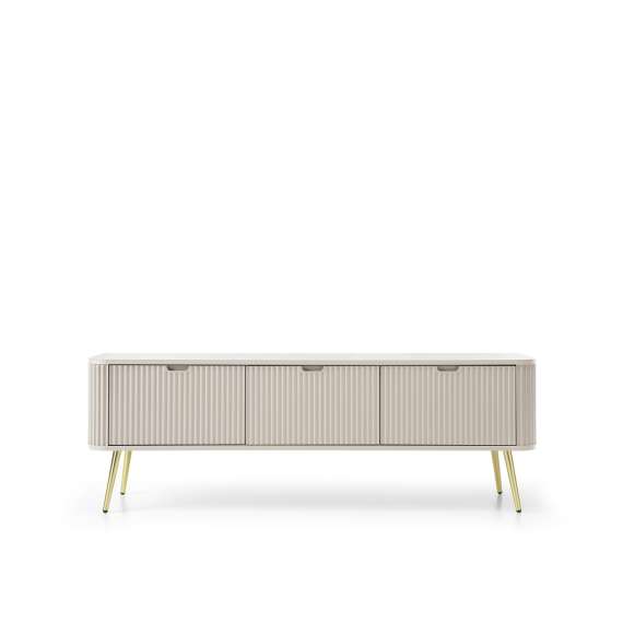 Tv-benk Zova 168x57 cm - 3 dører - cashmere - metall ben
