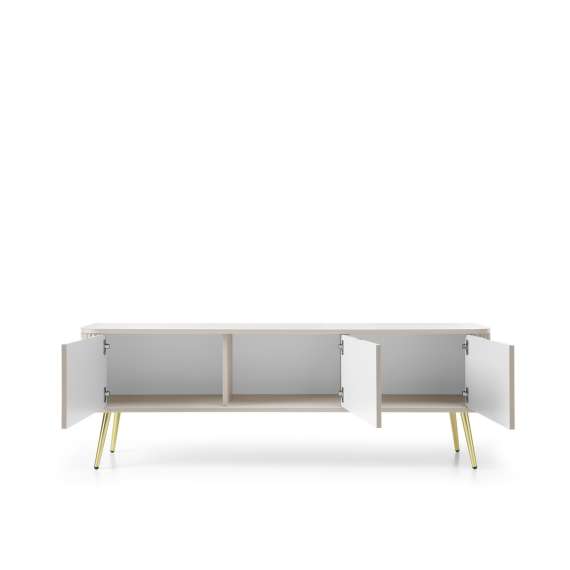 Tv-benk Zova 168x57 cm - 3 dører - cashmere - metall ben