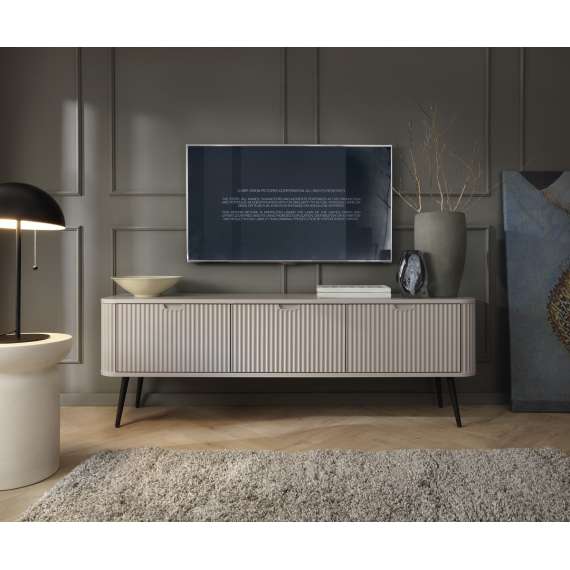 Tv-benk Zova 168x57 cm - 3 dører - cashmere - metall ben
