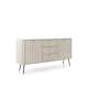 Skjenk Zova 168x87 cm - 2 dører - 3 skuffer - cashmere - metall ben