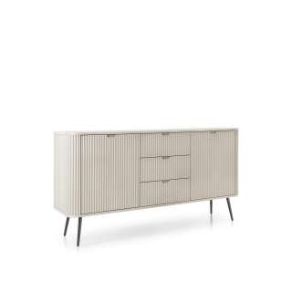 Skjenk Zova 168x87 cm - 2 dører - 3 skuffer - cashmere - metall ben