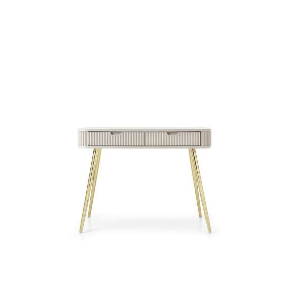 Sminkebord Zova 103x49 cm - 2 skuffer - cashmere - metall ben