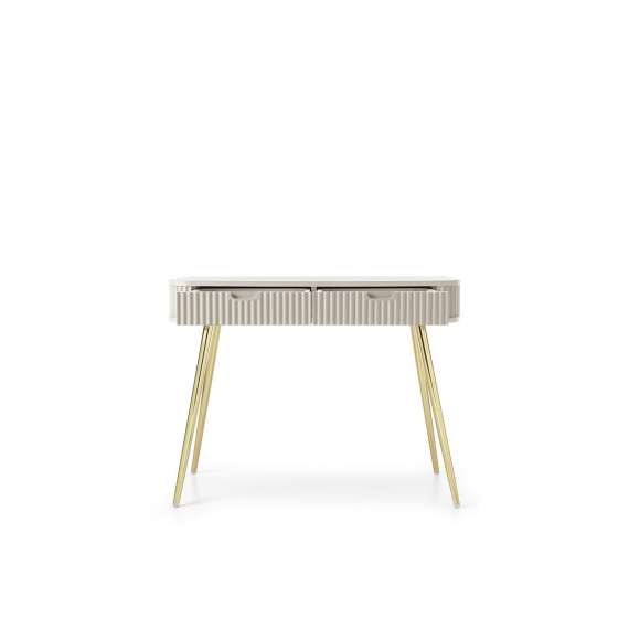 Sminkebord Zova 103x49 cm - 2 skuffer - cashmere - metall ben