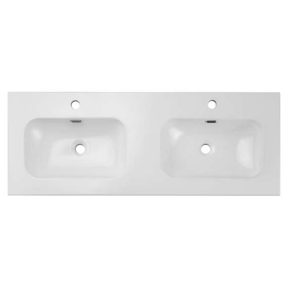 Servant Fly 120 cm - hvit - 2 armaturer - dobbel servant