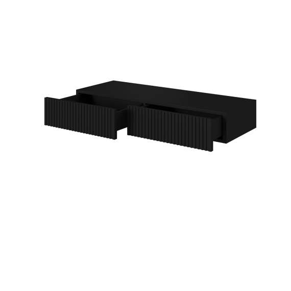 Vegghengt sminkebord NICOLE - 100x41 cm - svart matt - 2 skuffer