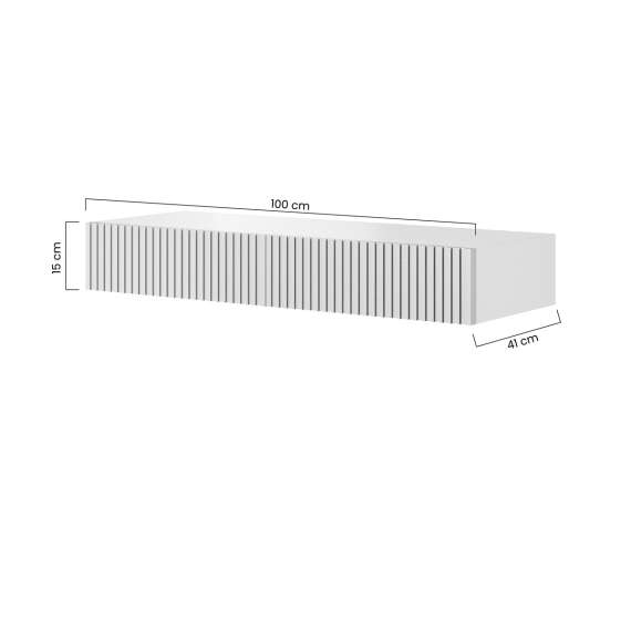 Vegghengt sminkebord NICOLE - 100x41 cm - svart matt - 2 skuffer